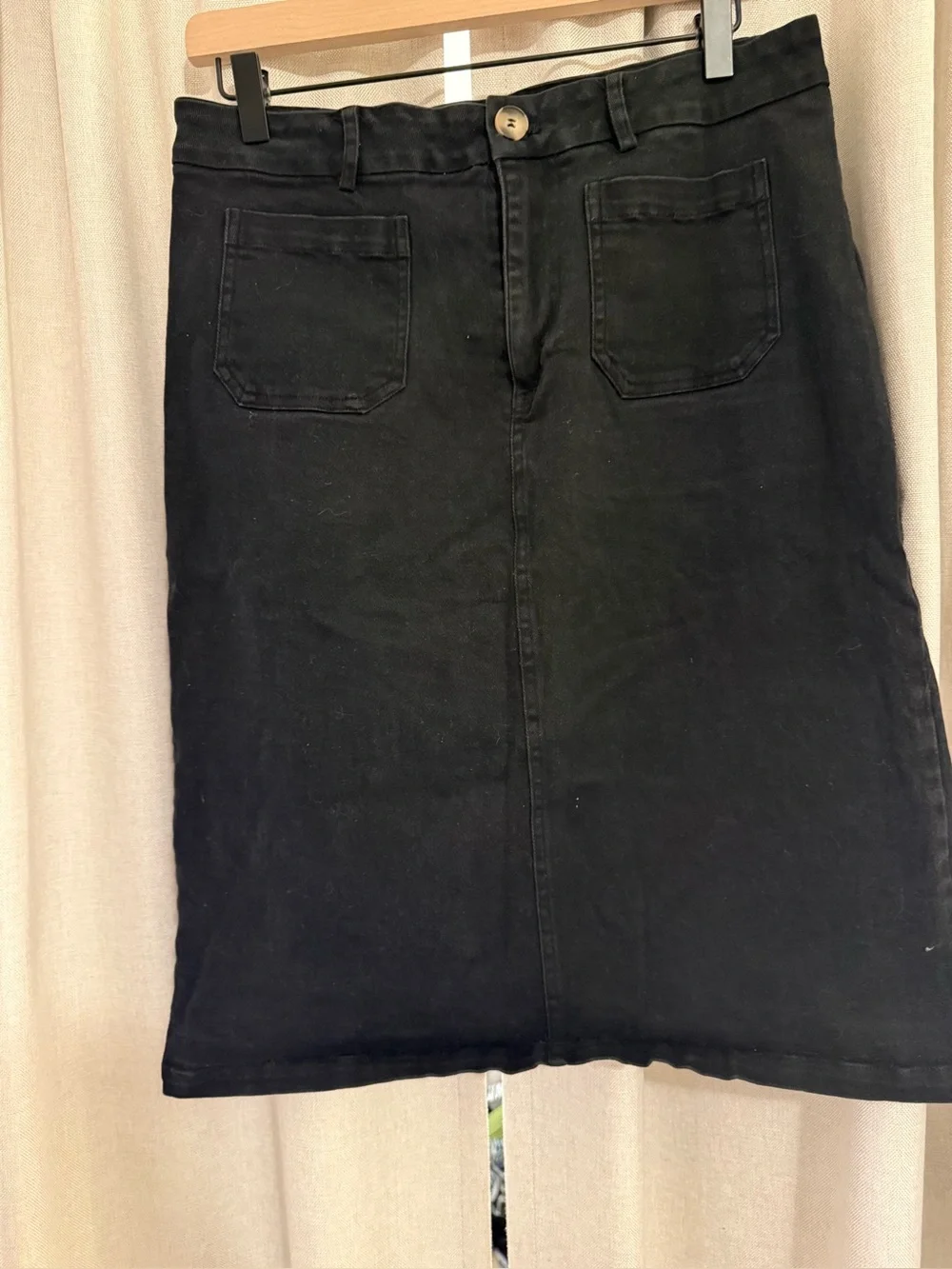 Bohme Black High-Rise Stretch Denim Pencil Skirt L